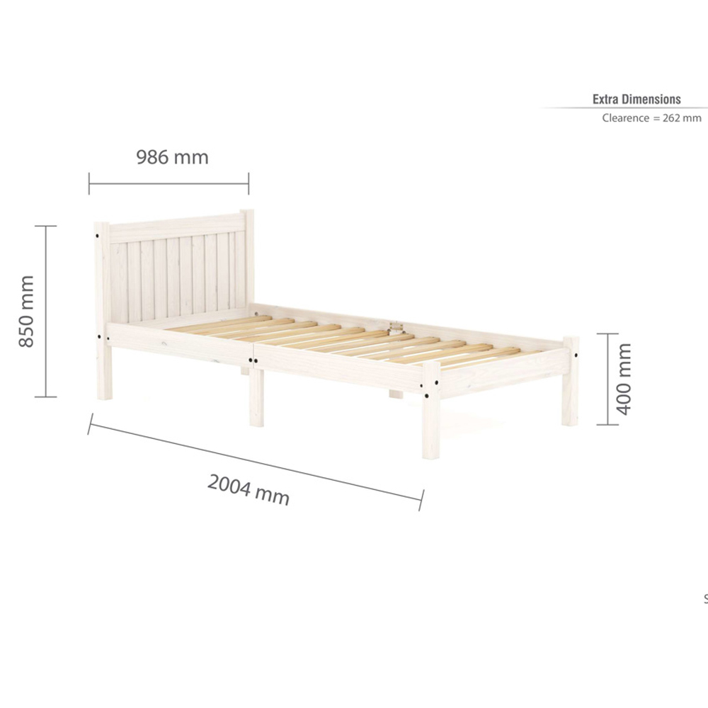 Ria Wooden Single Bed In White Wash
