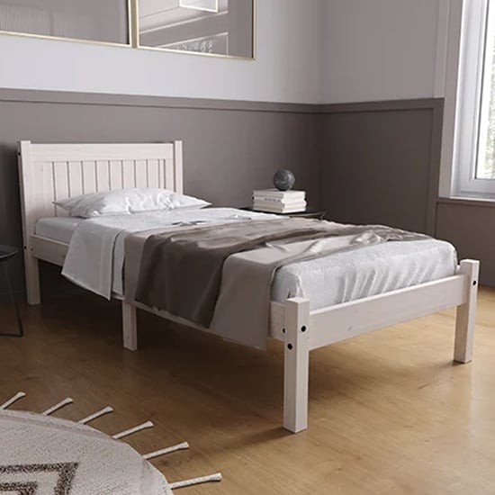 Product photograph of Ria Wooden Single Bed In White from Furniture in Fashion