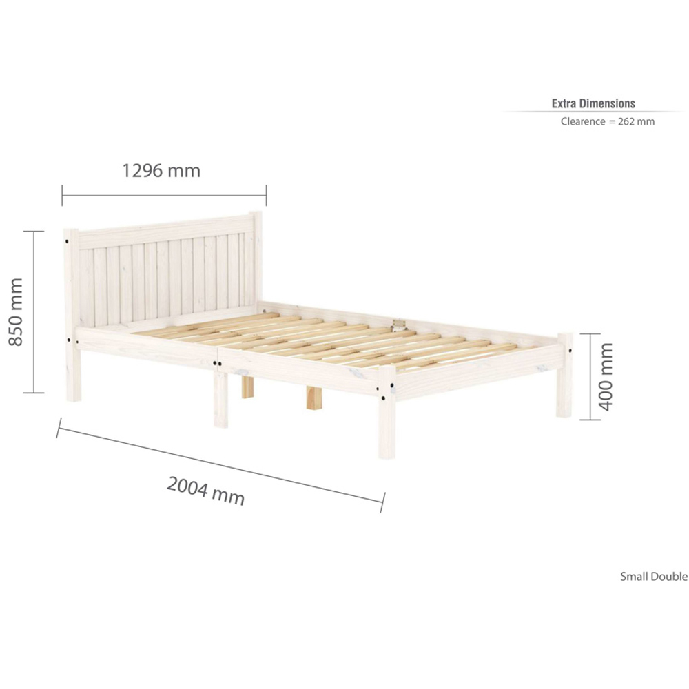 Ria Wooden Small Double Bed In White Wash