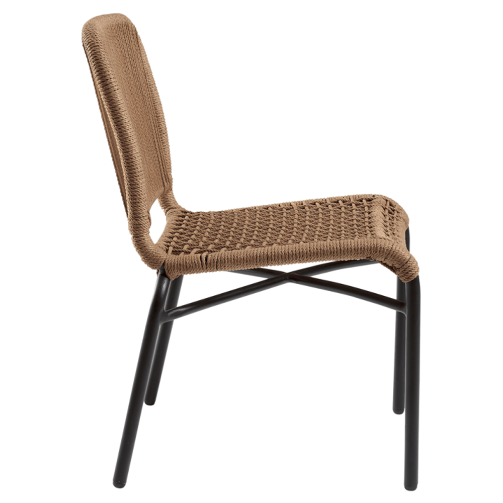 Rialto Natural Rattan Bar Chairs With Black Metal Frame In Pair