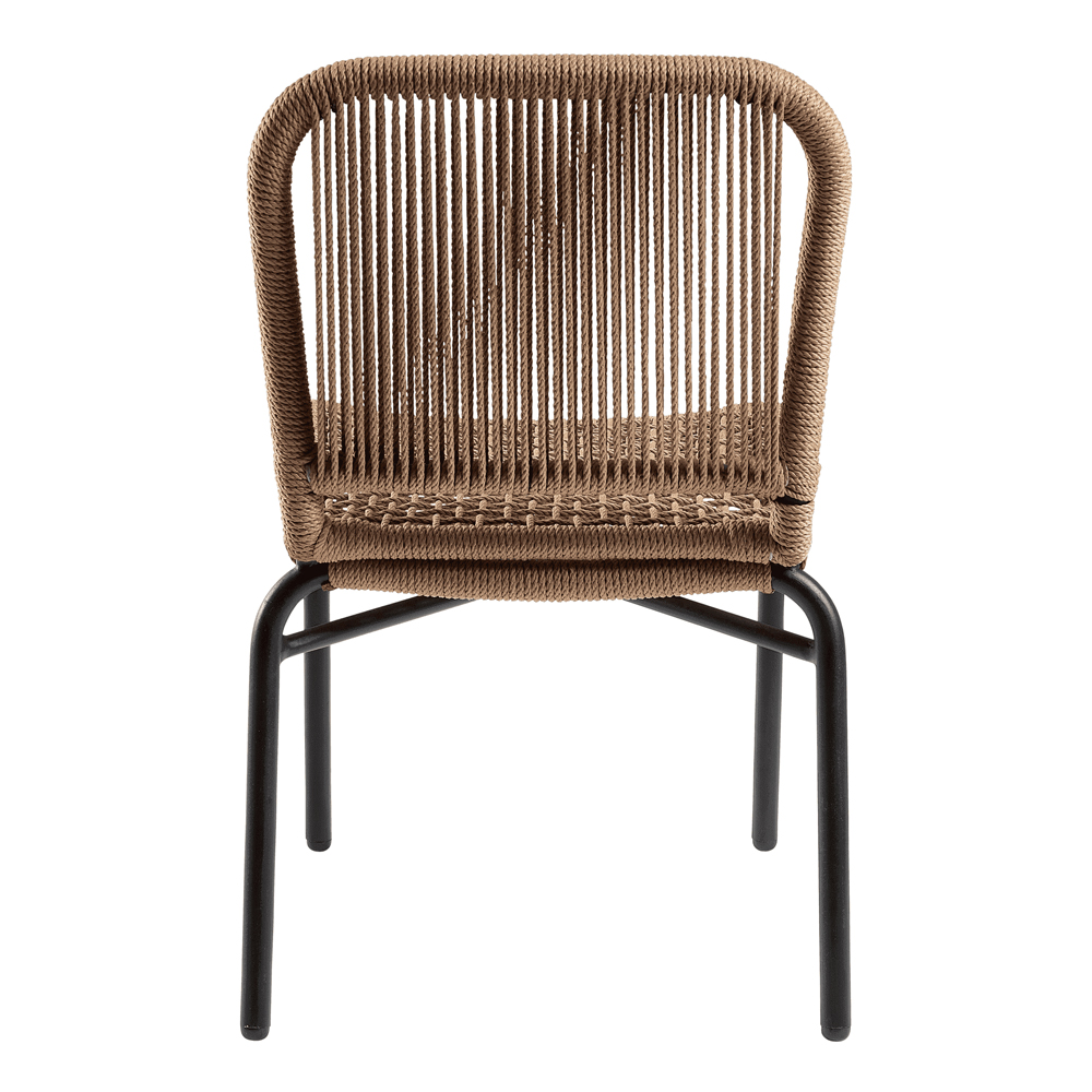 Rialto Natural Rattan Bar Chairs With Black Metal Frame In Pair