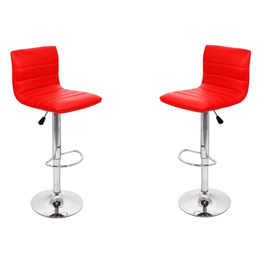 Ribble Red Leather Bar Stool In Pair 
