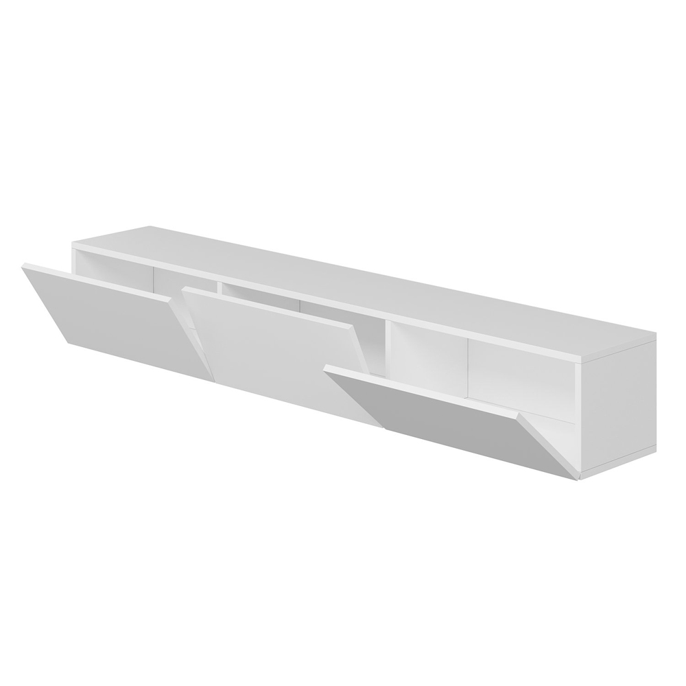 Ribelle Wooden TV Stand with 3 Flap Doors in White