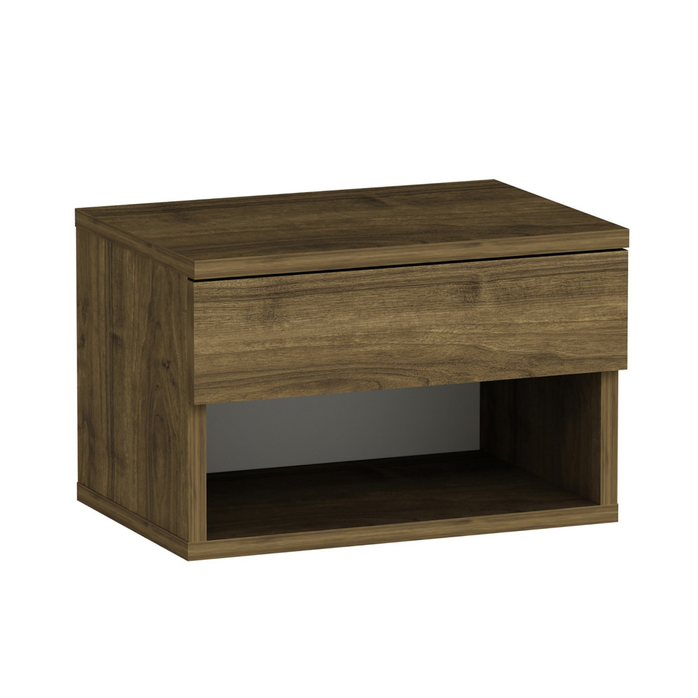 Ribero Wooden Wall Hung Bedside Cabinet in Walnut