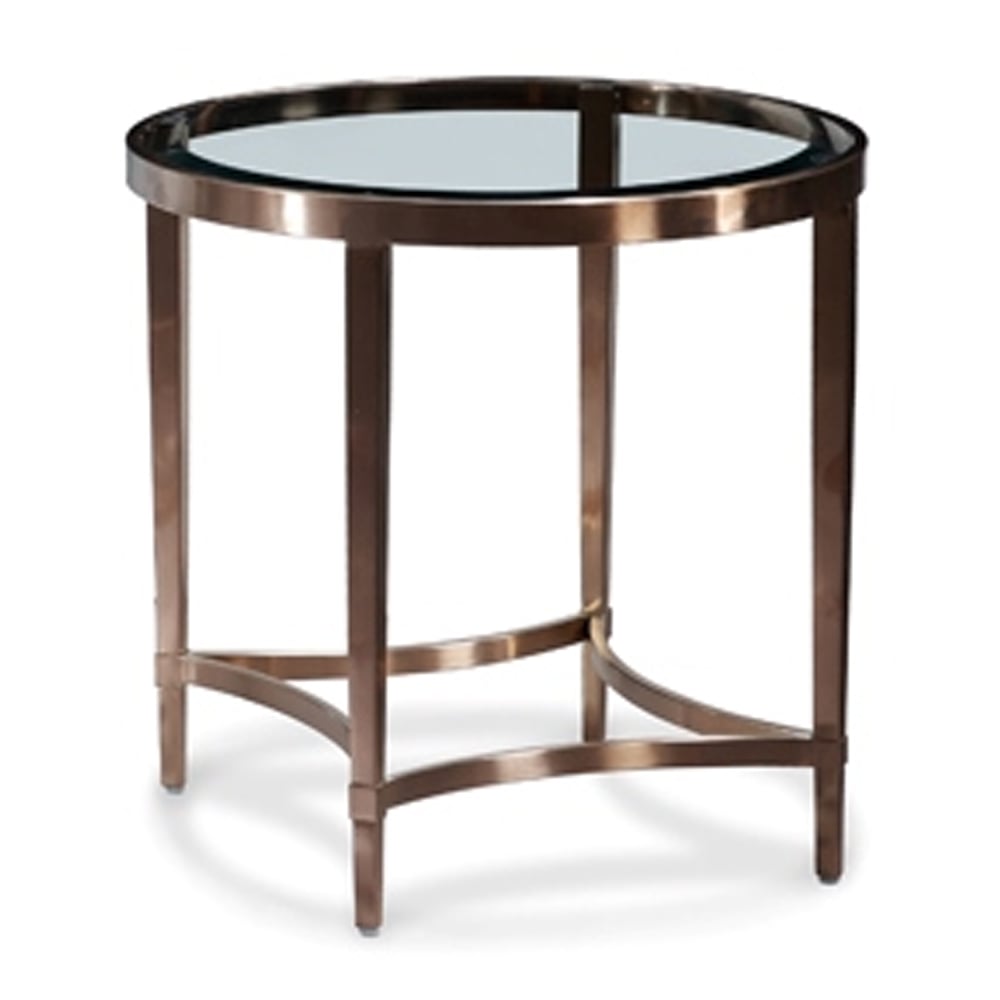 Ribery Clear Glass End Table With Brushed Antique Brass Frame