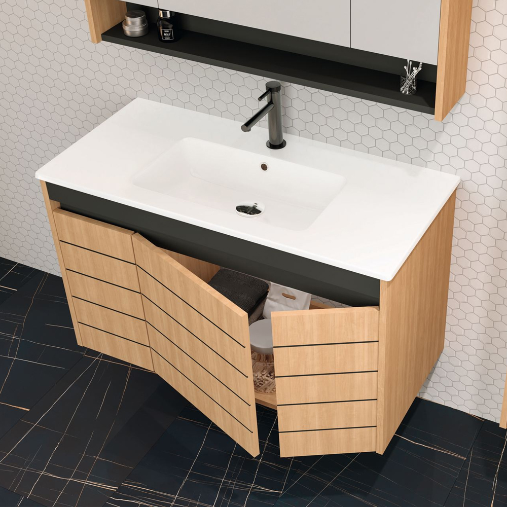 Ricato 1010mm Wooden Bathroom Furniture Set in Oak