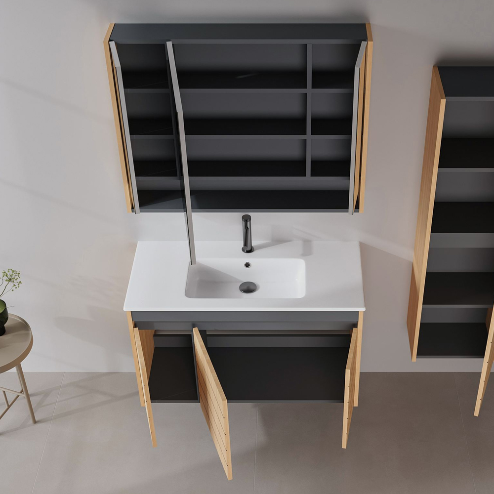 Ricato 1010mm Wooden Bathroom Furniture Set in Oak