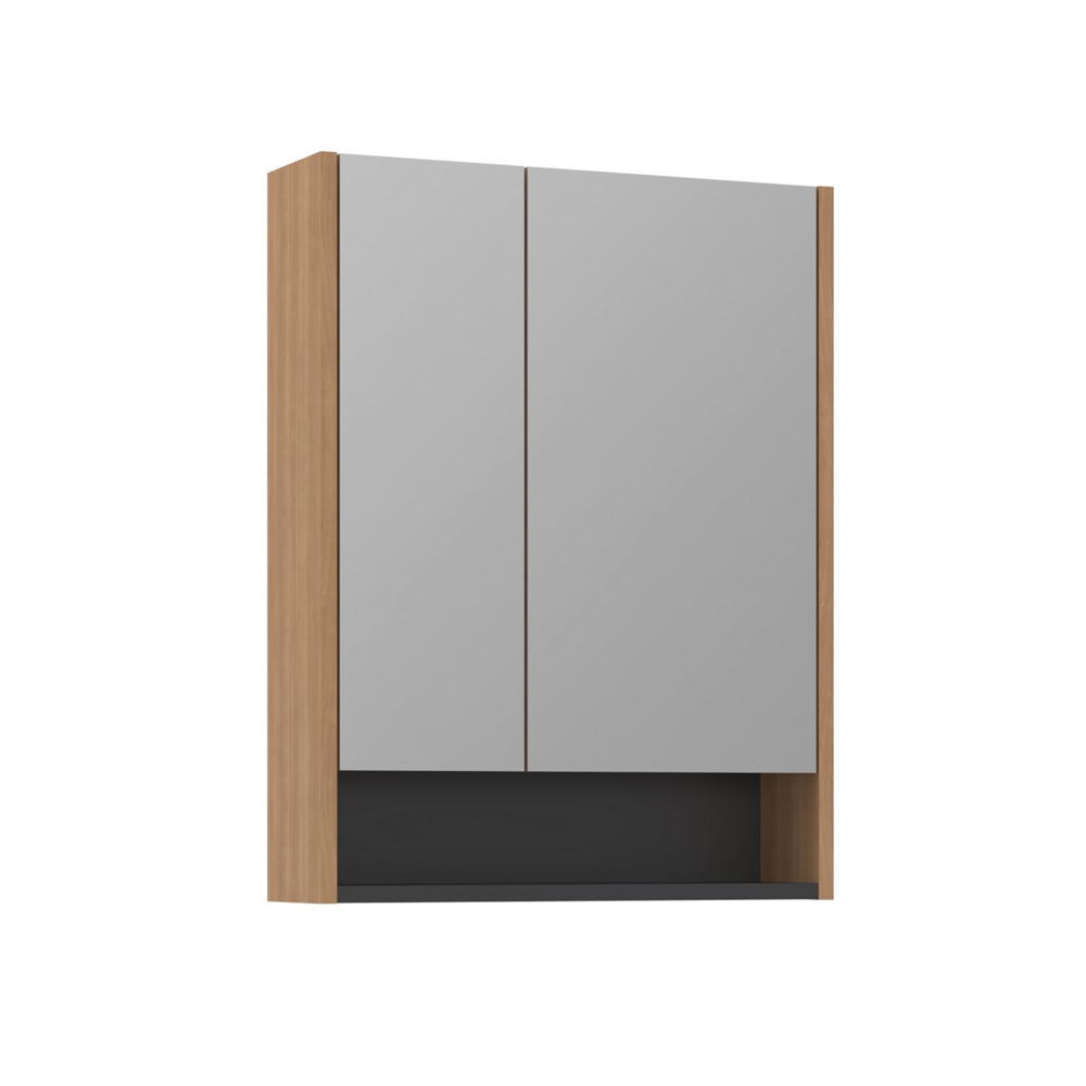 Ricato 600mm Wooden Bathroom Mirror Cabinet in Walnut