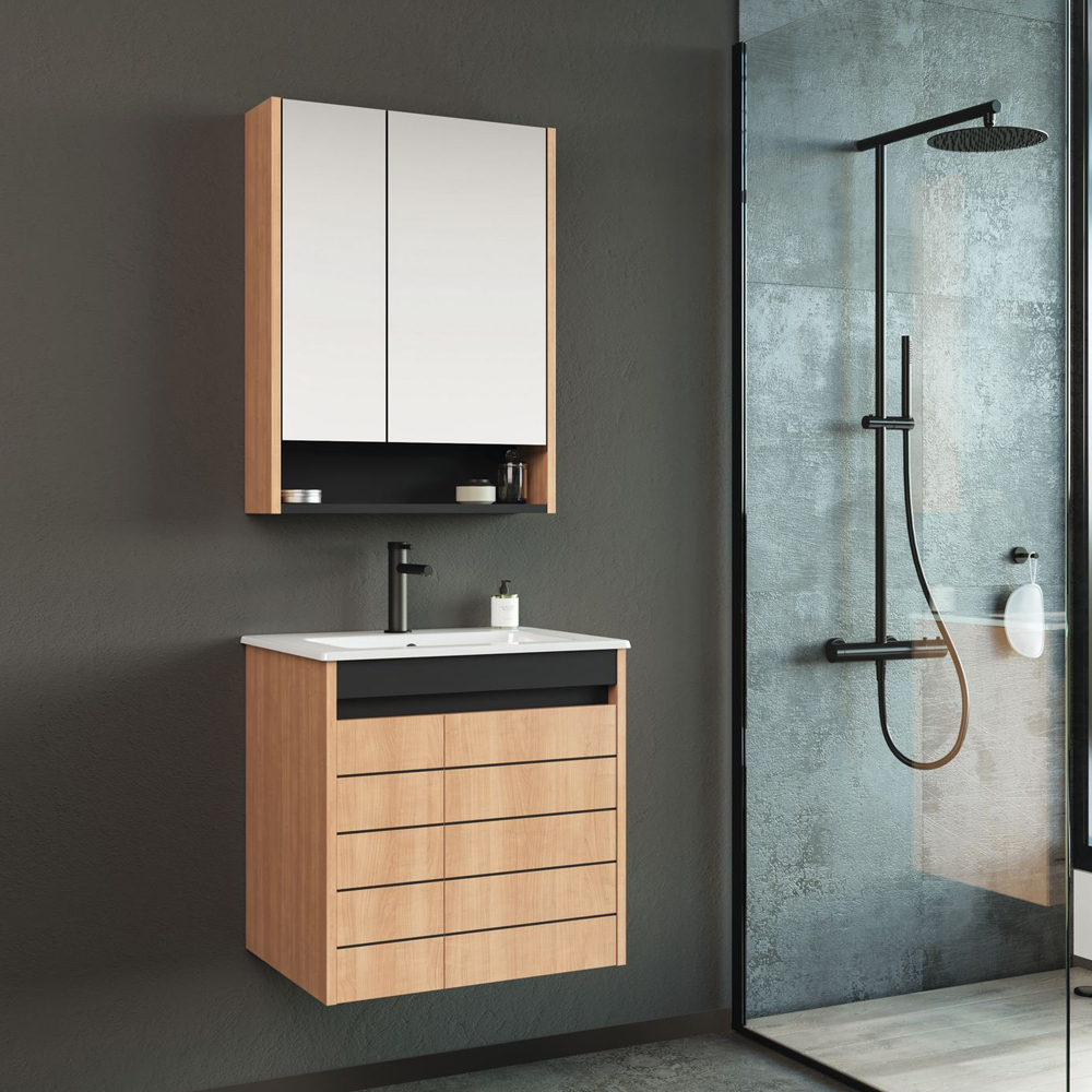 Ricato 610mm Wooden Bathroom Furniture Set in Oak
