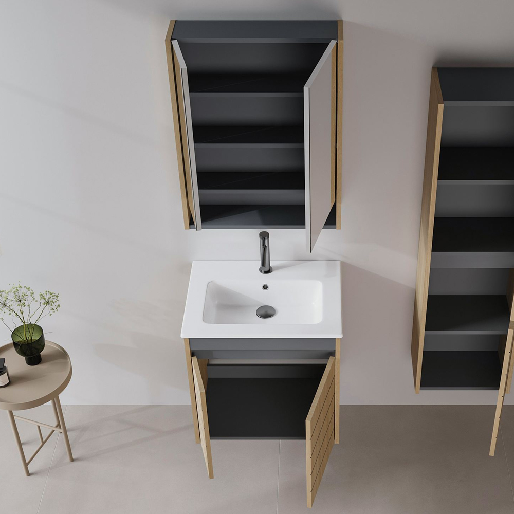 Ricato 610mm Wooden Bathroom Furniture Set in Oak