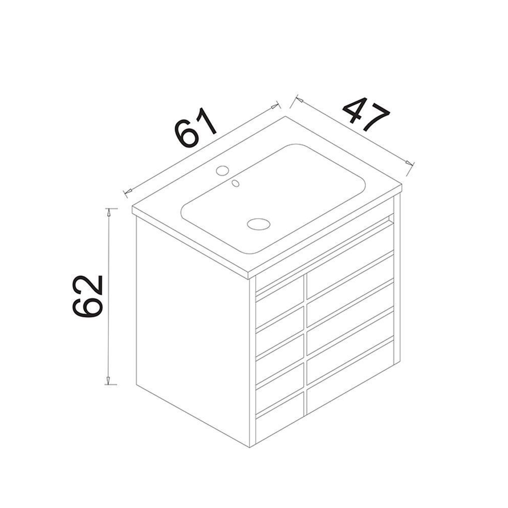 Ricato 610mm Wooden Vanity Unit & Basin with 2 Doors in Walnut