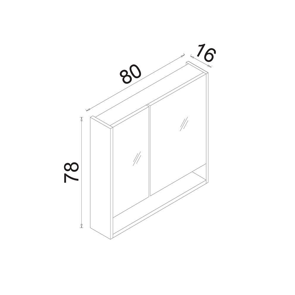 Ricato 800mm Wooden Bathroom Mirror Cabinet in Walnut