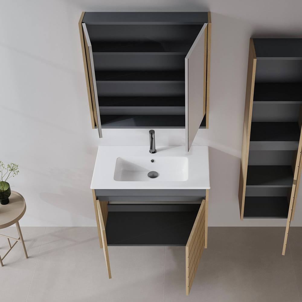 Ricato 810mm Wooden Bathroom Furniture Set in Oak
