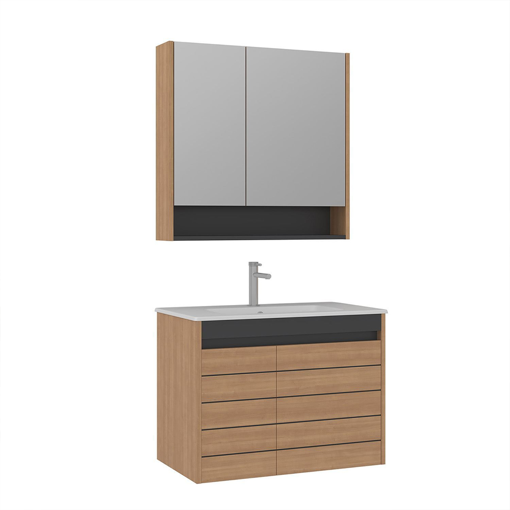 Ricato 810mm Wooden Bathroom Furniture Set in Oak