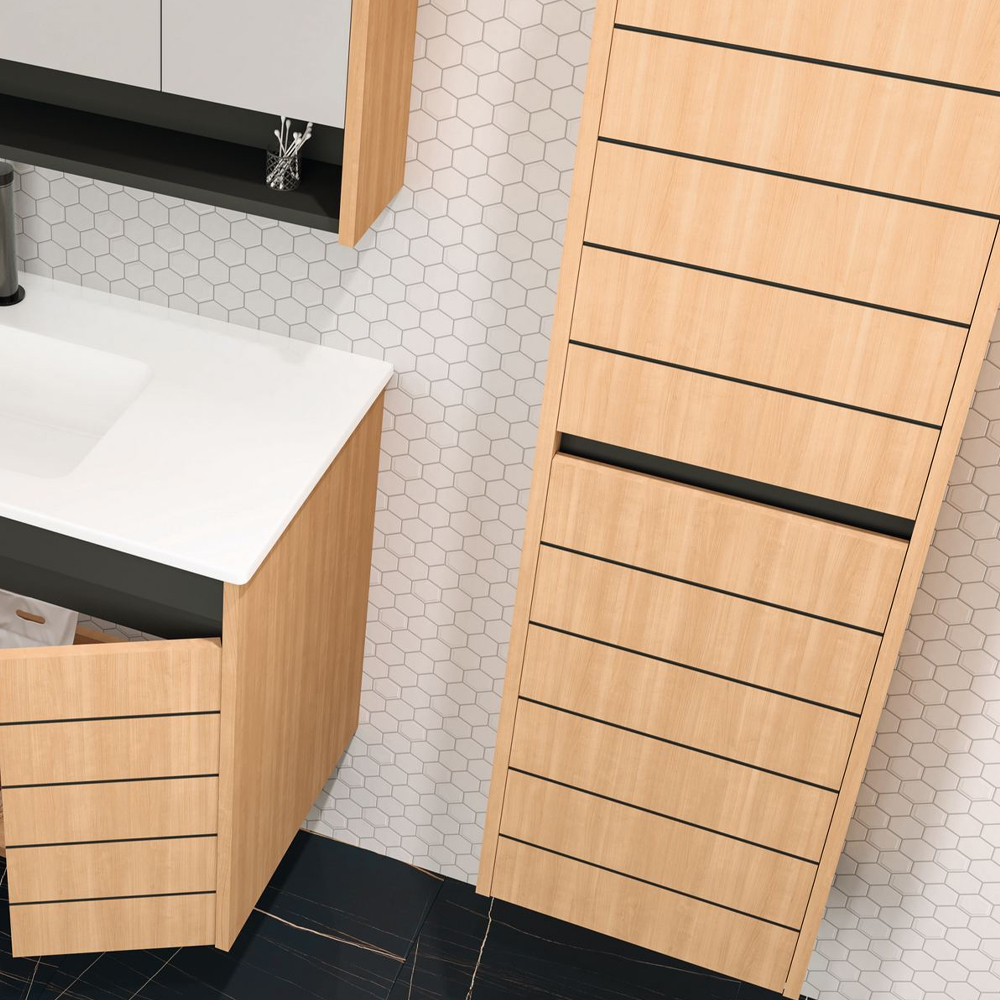 Ricato Tall Wooden Bathroom Cabinet with 2 Doors in Walnut