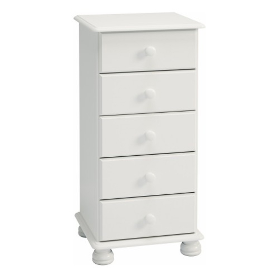 Read more about Richland narrow wooden chest of 5 drawers in off white