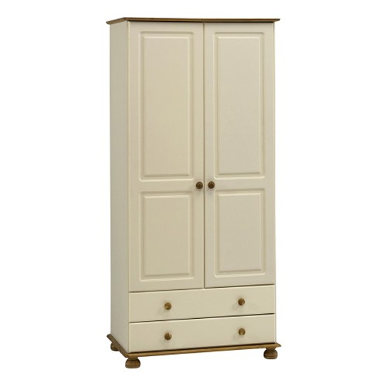 Photo of Richland tall wooden wardrobe with 2 doors in cream and pine