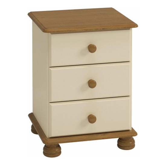 Photo of Richland wooden bedside cabinet in cream and pine