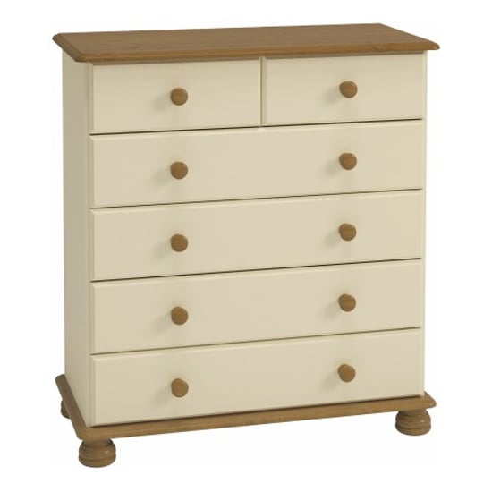 Richland Wooden Chest Of 6 Drawers In Cream And Pine