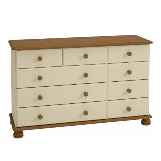 Photo of Richland wooden chest of 9 drawers in cream and pine