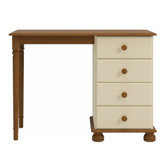 Richland Wooden Dressing Table With 4 Drawers In Cream And Pine_2