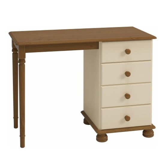 Richland Wooden Dressing Table With 4 Drawers In Cream And Pine