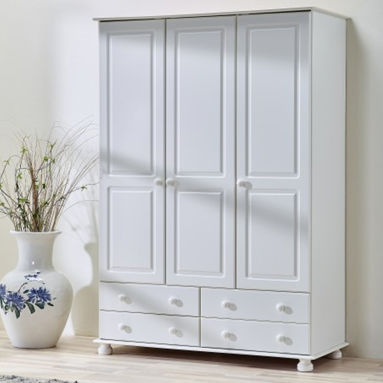 Photo of Richland wooden wardrobe with 3 doors in off white