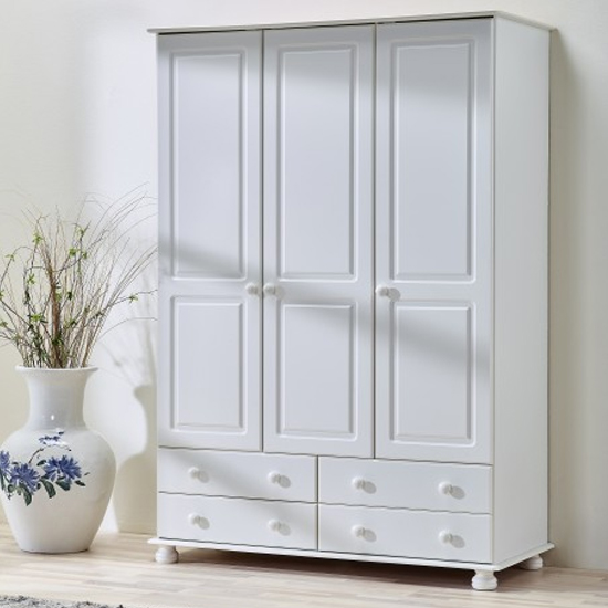 Richland Wooden Wardrobe With 3 Doors In Off White Furniture in Fashion