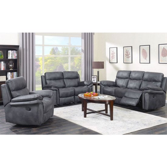 Read more about Richmond 3 seater sofa and 2 armchairs suite in charcoal grey