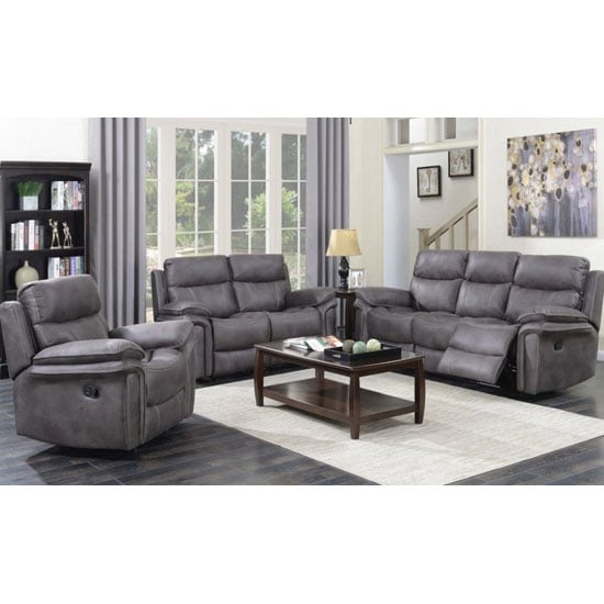 Richmond 3 Seater Sofa And 2 Armchairs Suite In Graphite Grey