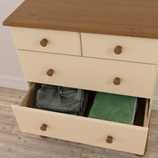 Richmond Wooden Chest Of 5 Drawers In Cream And Pine FiF
