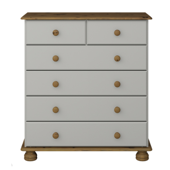 Richmond Wooden Chest Of 6 Drawers In Grey And Pine FiF
