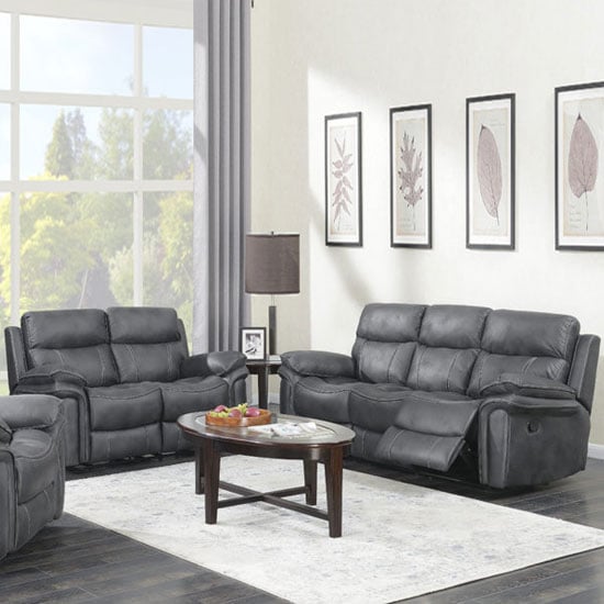 Photo of Richmond fabric 3 and 2 seater sofa suite in charcoal grey