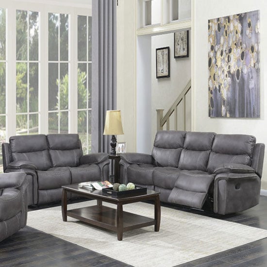 Richmond Fabric 3 And 2 Seater Sofa Suite In Graphite Grey