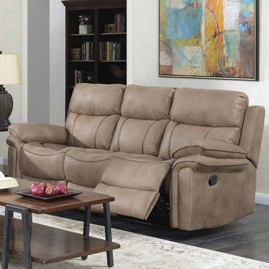 Richmond Fabric 3 Seater Recliner Sofa In Sahara