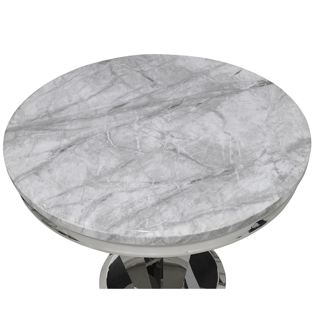 Richmond Grey Marble Effect Top Dining Table with Chrome Base