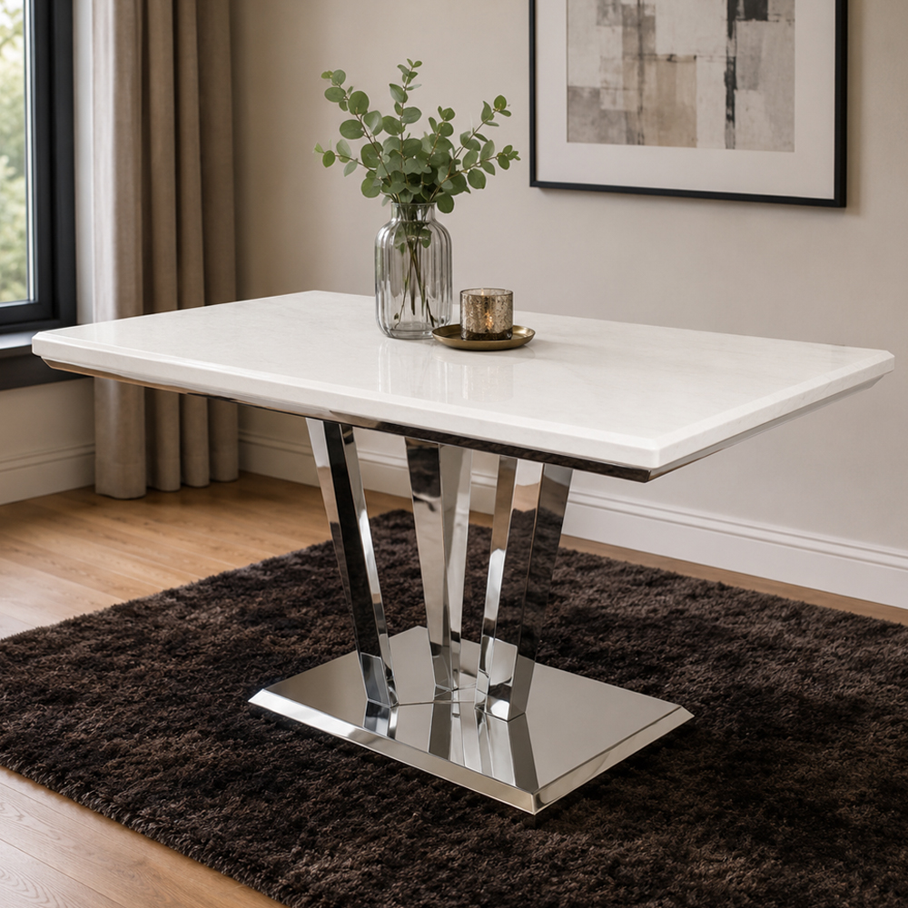 Richmond Marble Rectangular Dining Table In Cream
