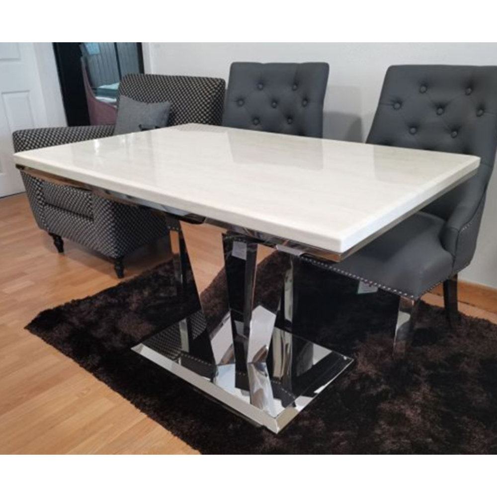 Richmond Marble Rectangular Dining Table In Cream