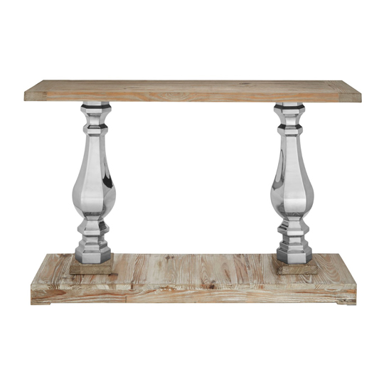 Read more about Mintaka pine wood console table with pillar base in brown