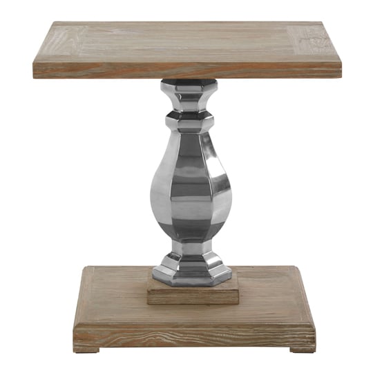 Read more about Mintaka pine wood side table with pillar base in brown