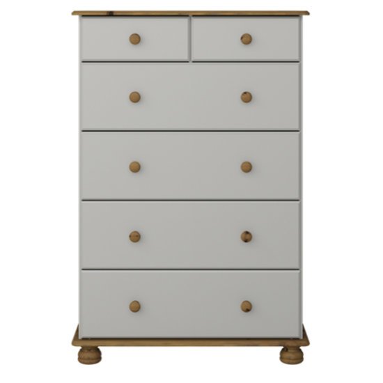 Richmond Tall Chest Of Drawers In Grey And Pine With 6 Drawers FiF