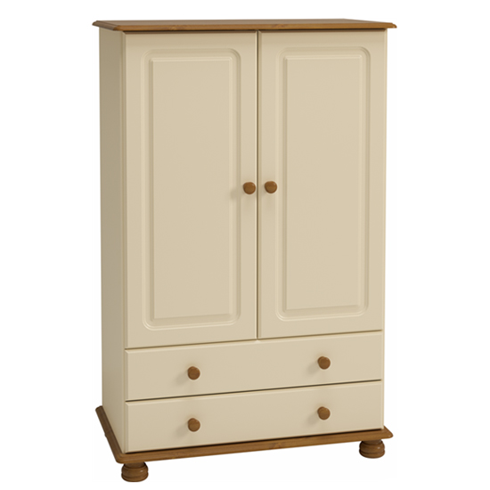 Richmond Wooden Wardrobe In Cream And Pine With 2 Door 2 Drawer FiF