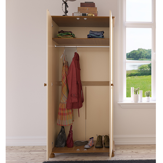 Richmond Wooden Wardrobe In Cream And Pine With 2 Doors Sale