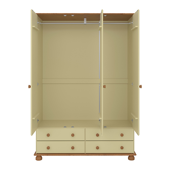 Richmond Wooden Wardrobe In Cream And Pine With 3 Door 4 Drawer FiF