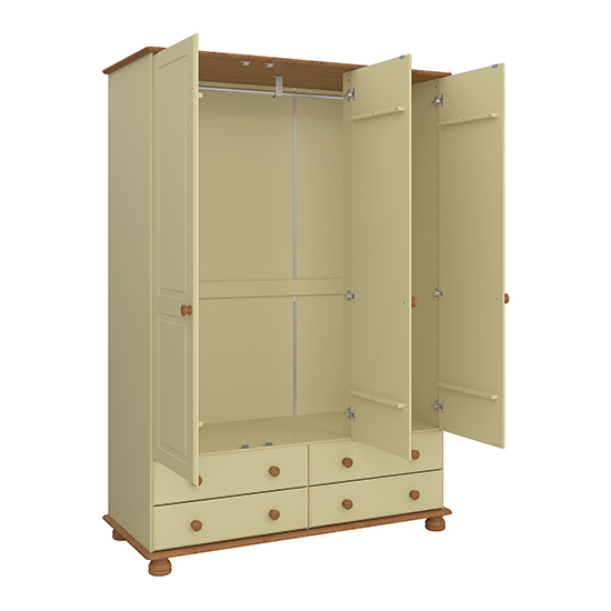 Richmond Wooden Wardrobe In Cream And Pine With 3 Door 4 Drawer FiF