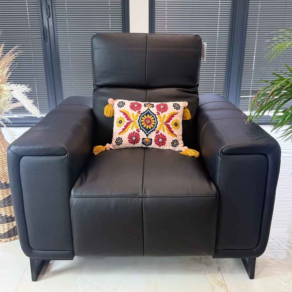 Richmont Leather Electric Recliner 1 Seater Sofa in Black