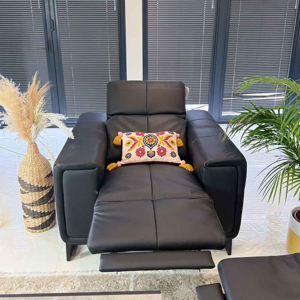 Richmont Leather Electric Recliner 1 Seater Sofa in Black