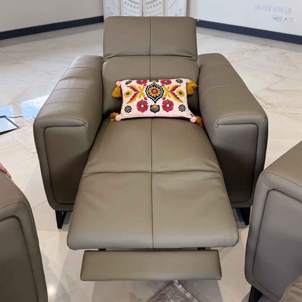 Richmont Leather Electric Recliner 1 Seater Sofa in Grey