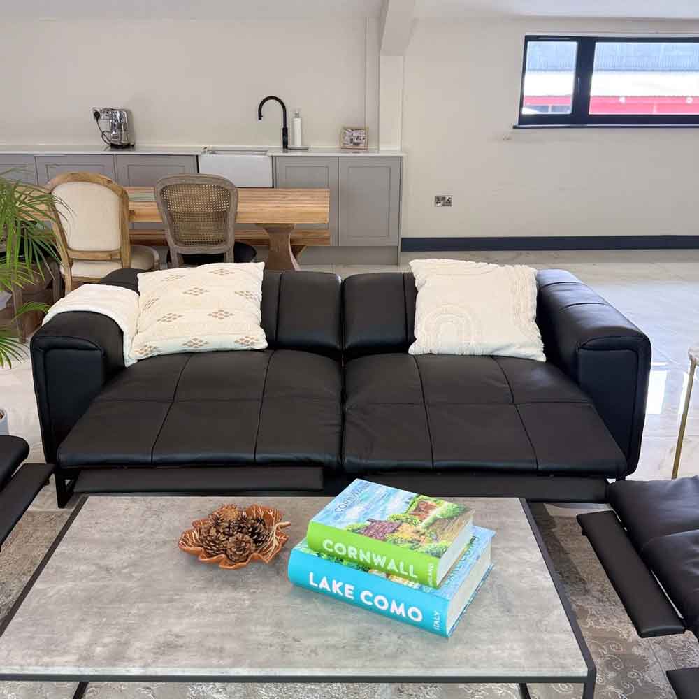 Richmont Leather Electric Recliner 3+2 Sofa Set in Black