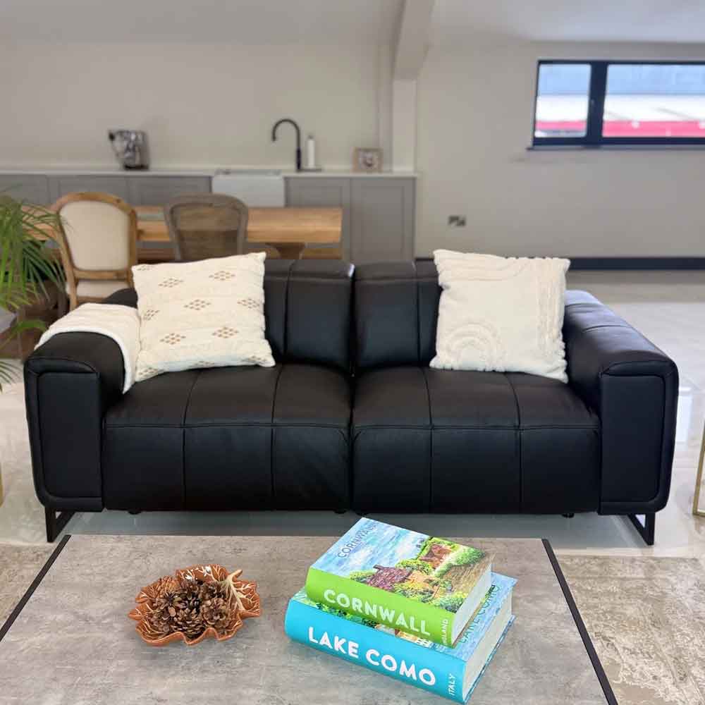 Richmont Leather Electric Recliner 3+2 Sofa Set in Black